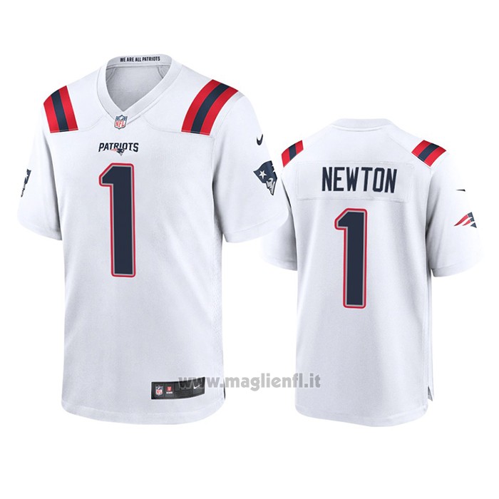 Maglia NFL Game New England Patriots Cam Newton Bianco